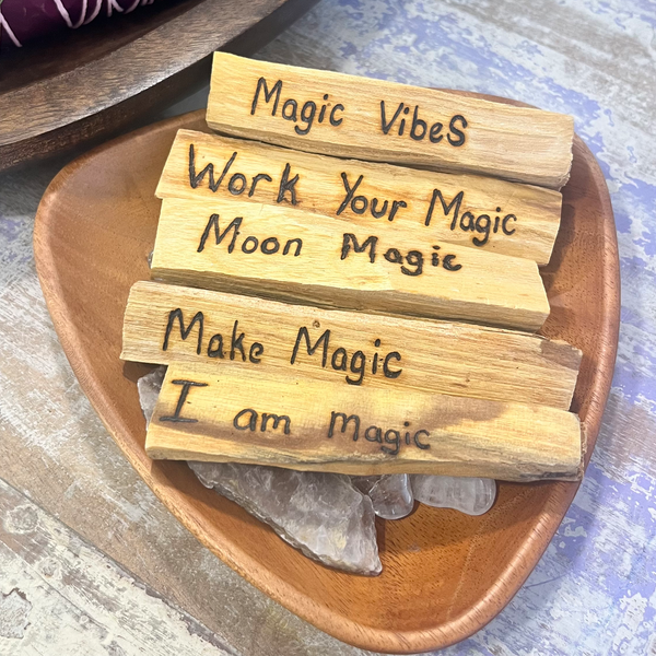 Palo Santo Incense with Burnt Witchy Quotes