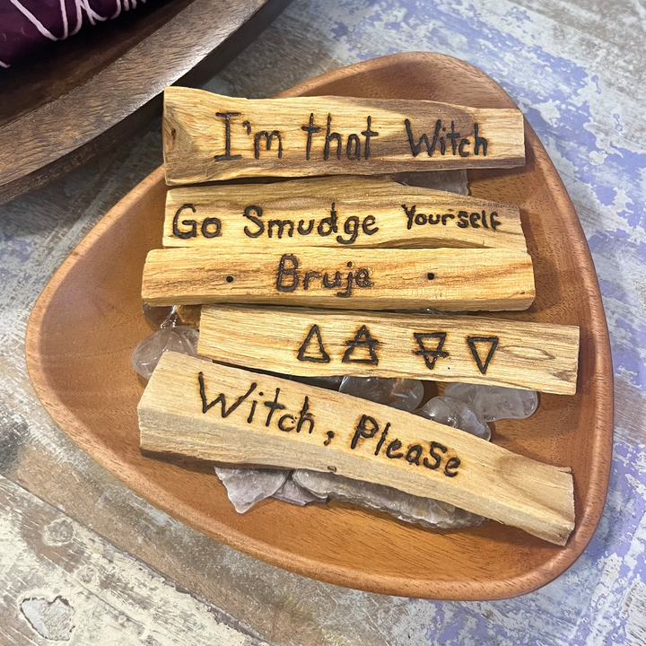 Palo Santo Incense with Burnt Witchy Quotes-The Gaia Healing Stone