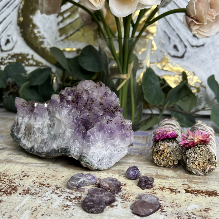 Brazilian Amethyst Cluster with Inclusions-The Gaia Healing Stone