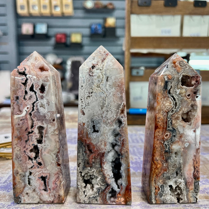 Pink Crazy Lace Agate Towers-The Gaia Healing Stone