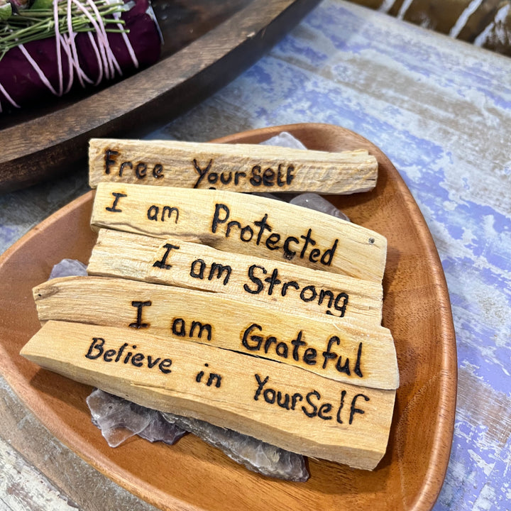 Palo Santo Incense with Burnt Witchy Quotes-The Gaia Healing Stone