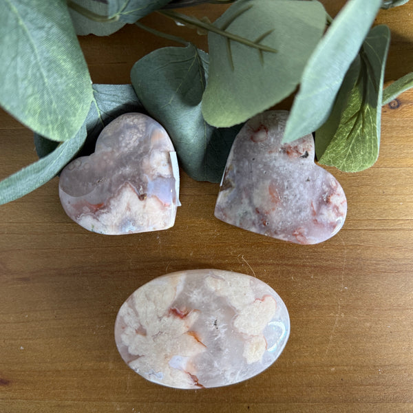 Flower Agate Palm and Heart Stones
