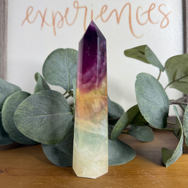 Rainbow Fluorite Tower with Magenta Tip