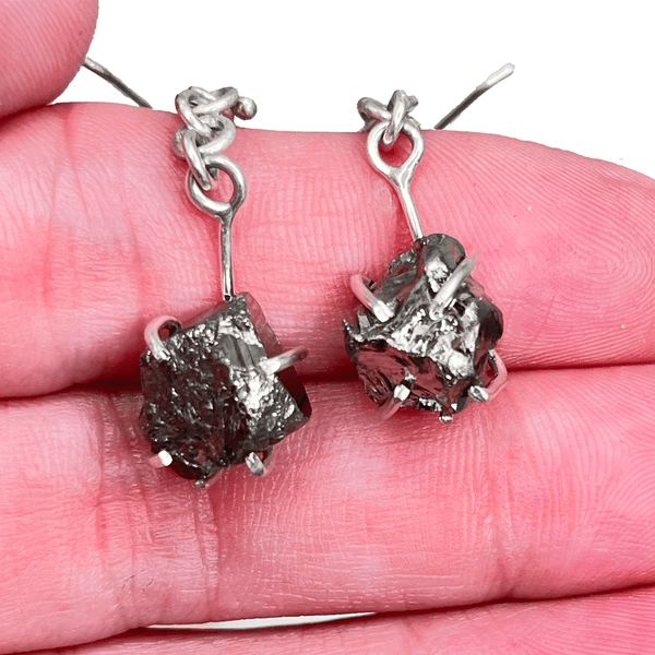 Jamie -Pyrite Dangle Earrings - Handcrafted in the USA