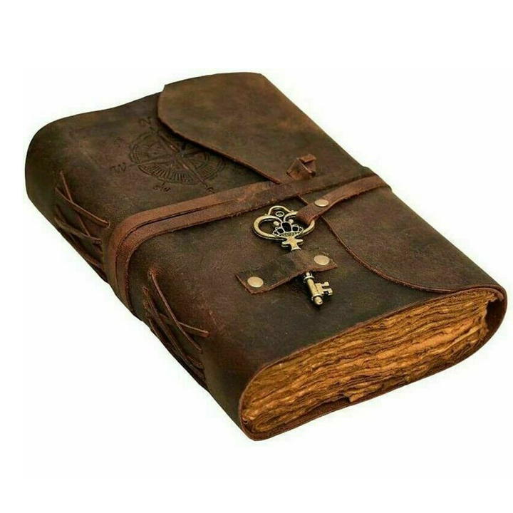 Compass Leather Journal with Parchment Paper 7in-The Gaia Healing Stone