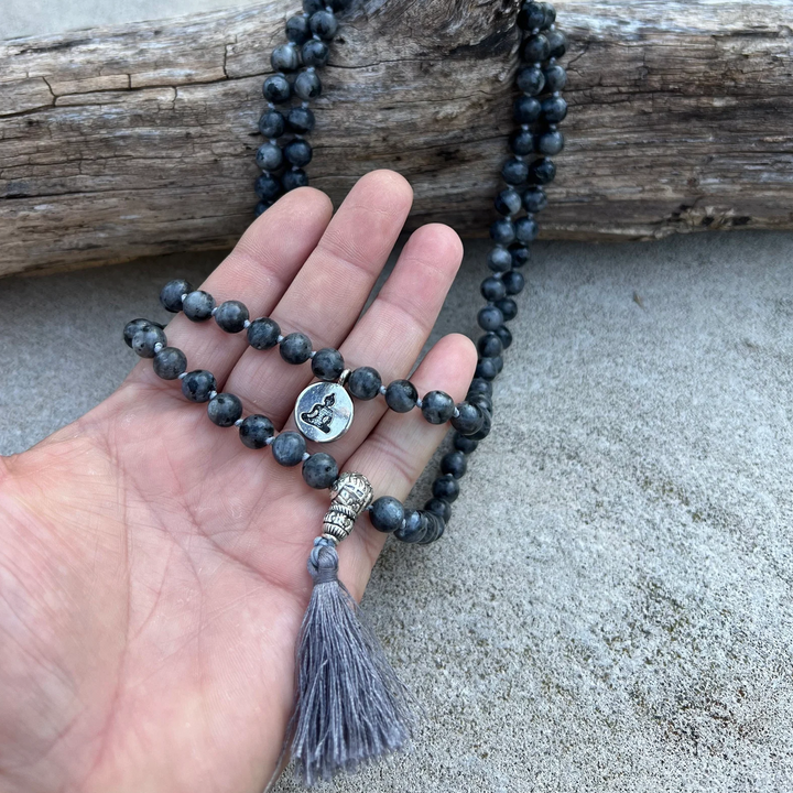 108 Beaded Double Knotted Mala Prayer Necklace Labradorite-The Gaia Healing Stone