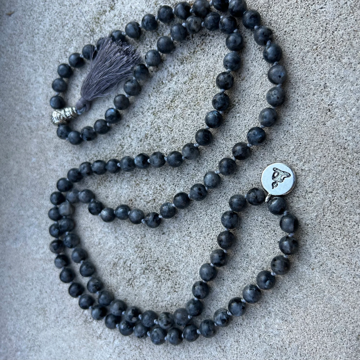 108 Beaded Double Knotted Mala Prayer Necklace Labradorite-The Gaia Healing Stone