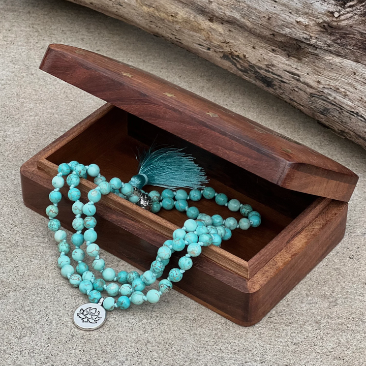 108 Beaded Double Knotted prayer Mala Turquoise-The Gaia Healing Stone