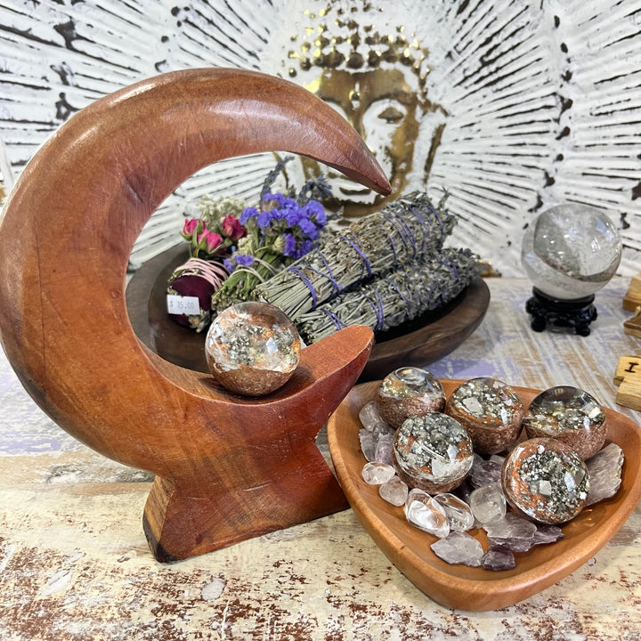 Pyrite & Quartz Sphere-The Gaia Healing Stone