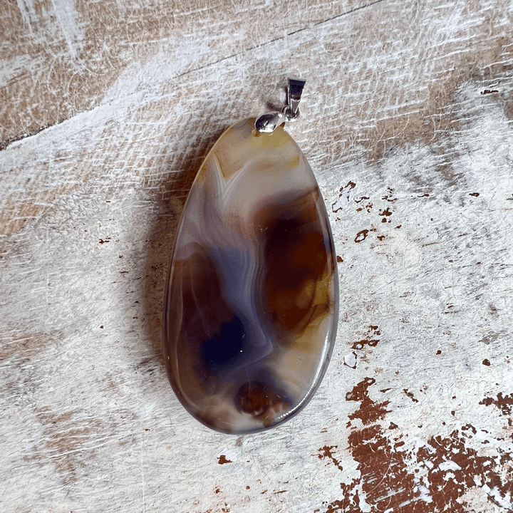 Earth Tones Dendritic Agate Pendant-Long Oval-The Gaia Healing Stone