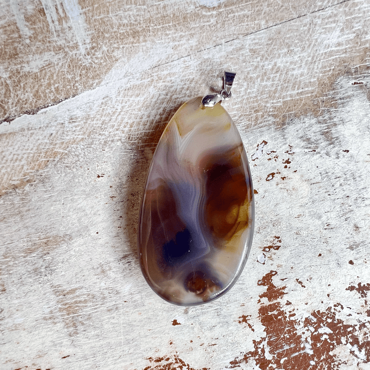 Earth Tones Dendritic Agate Pendant-Long Oval-The Gaia Healing Stone