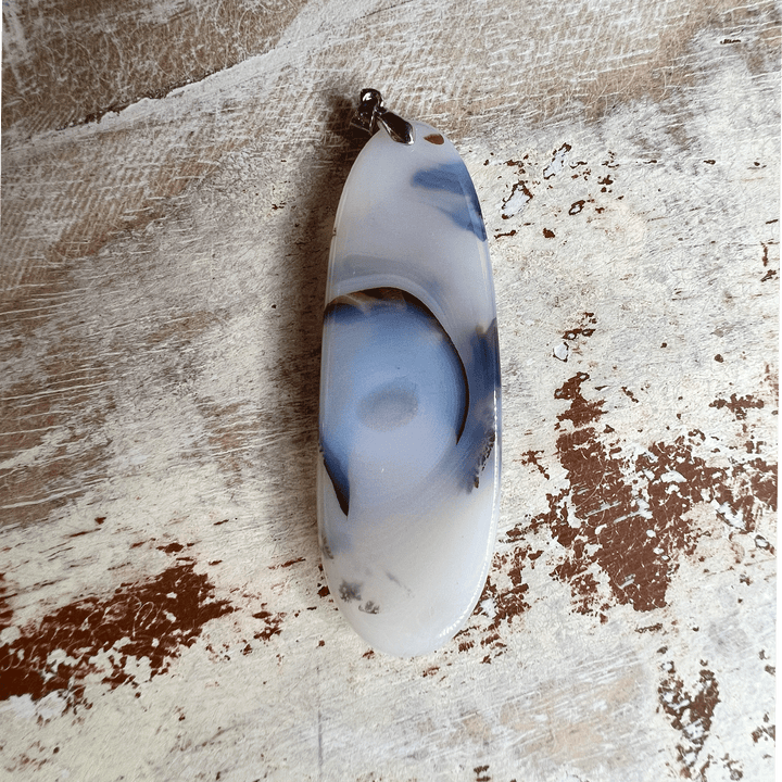 Dendritic Agate Pendant Light Blue-The Gaia Healing Stone