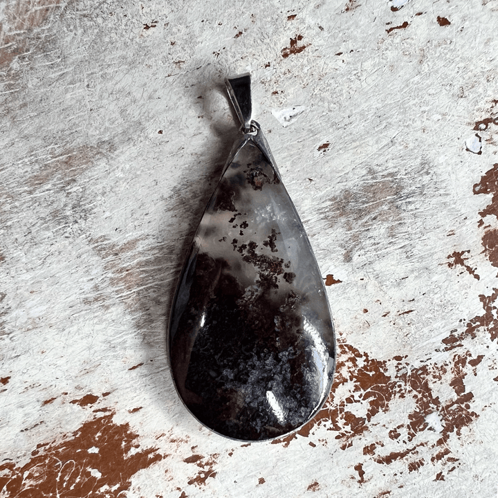 Moss Agate Teardrop Pendant Necklace-The Gaia Healing Stone