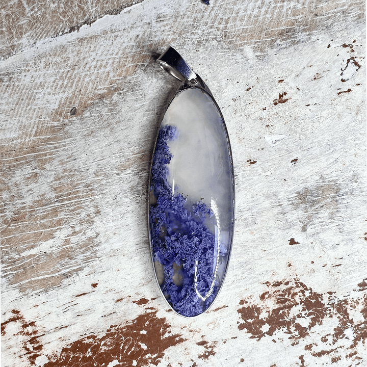 Blue Moss Agate Pendant Necklace-The Gaia Healing Stone