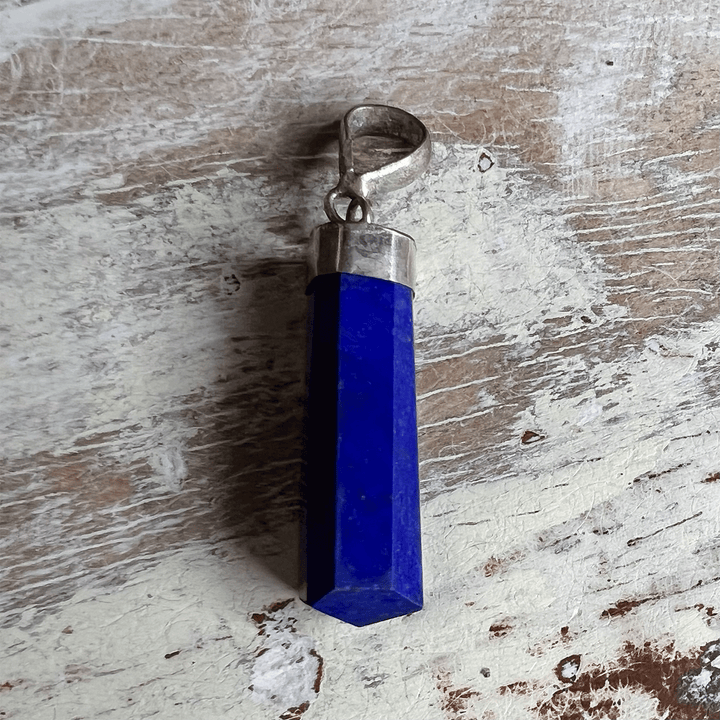 Lapis Lazuli Silver Capped Pendant Necklace-The Gaia Healing Stone