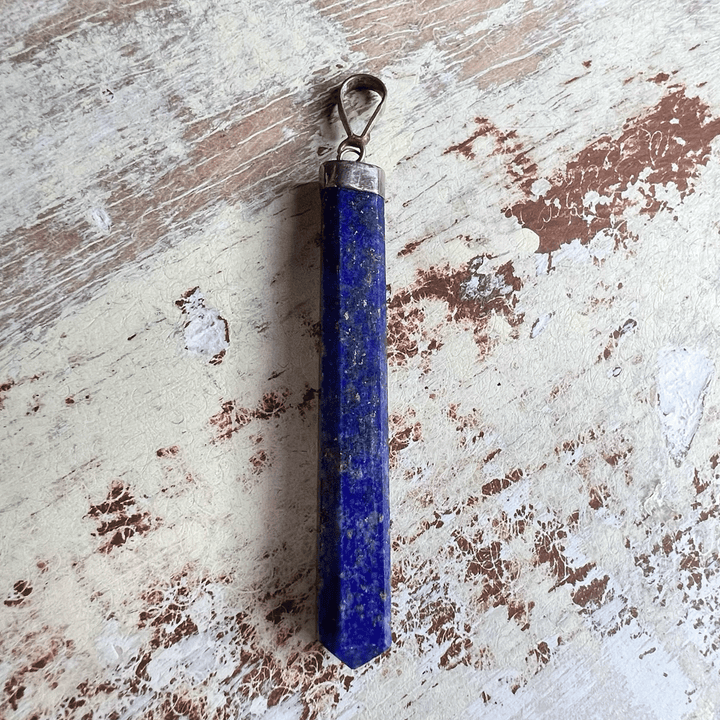 Lapis Lazuli Silver Cap Pendant Necklace-The Gaia Healing Stone