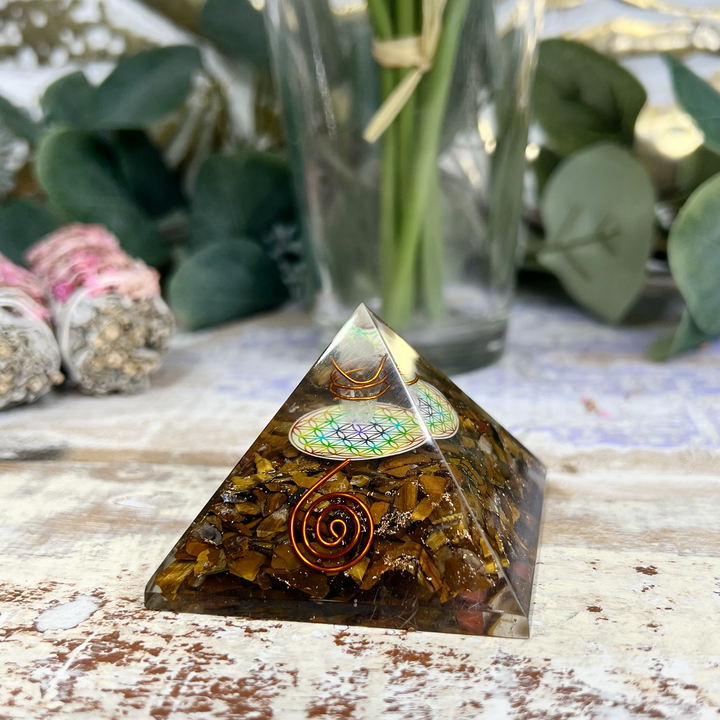 Flower of Life Orgonite Pyramid-The Gaia Healing Stone