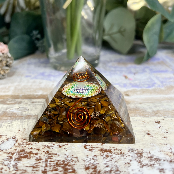 Flower of Life Orgonite Pyramid-The Gaia Healing Stone