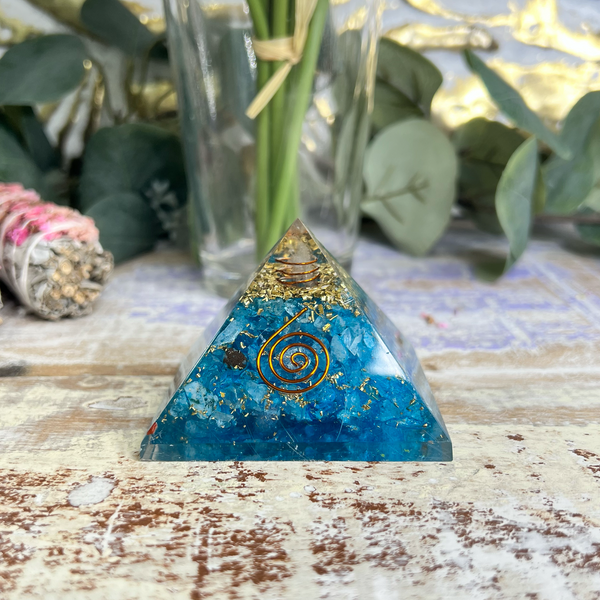 Cosmic Force Blue Orgonite Pyramid