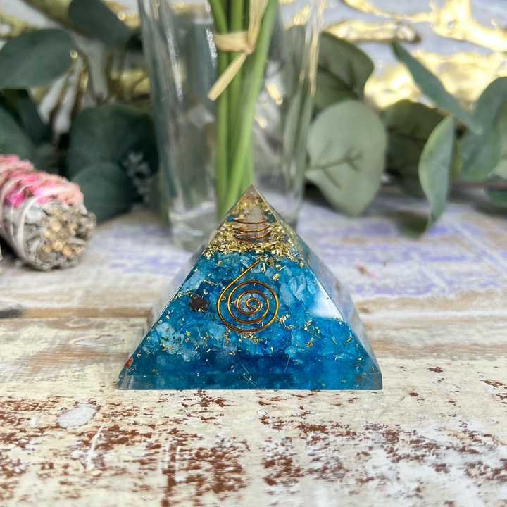 Cosmic Force Blue Orgonite Pyramid-The Gaia Healing Stone