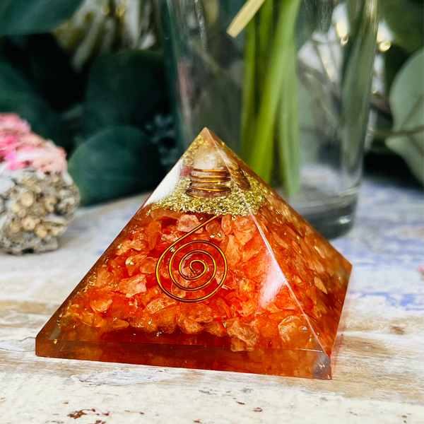 Cosmic Force Orange Orgonite Pyramid