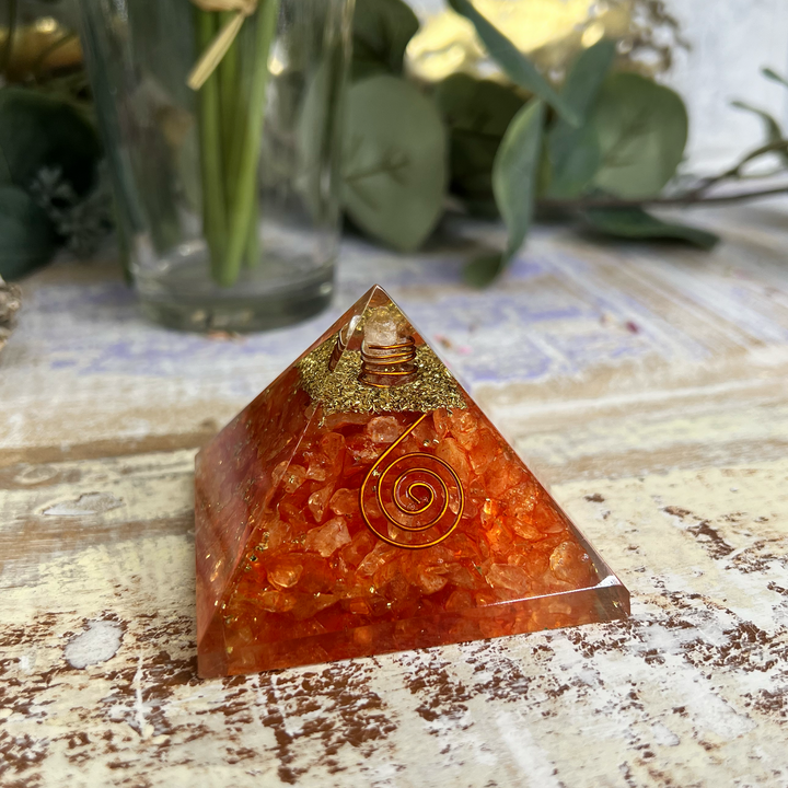 Cosmic Force Orange Orgonite Pyramid-The Gaia Healing Stone