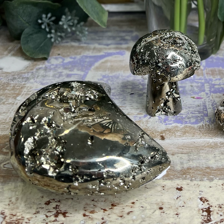 Pyrite Moon & Mushrooms-The Gaia Healing Stone