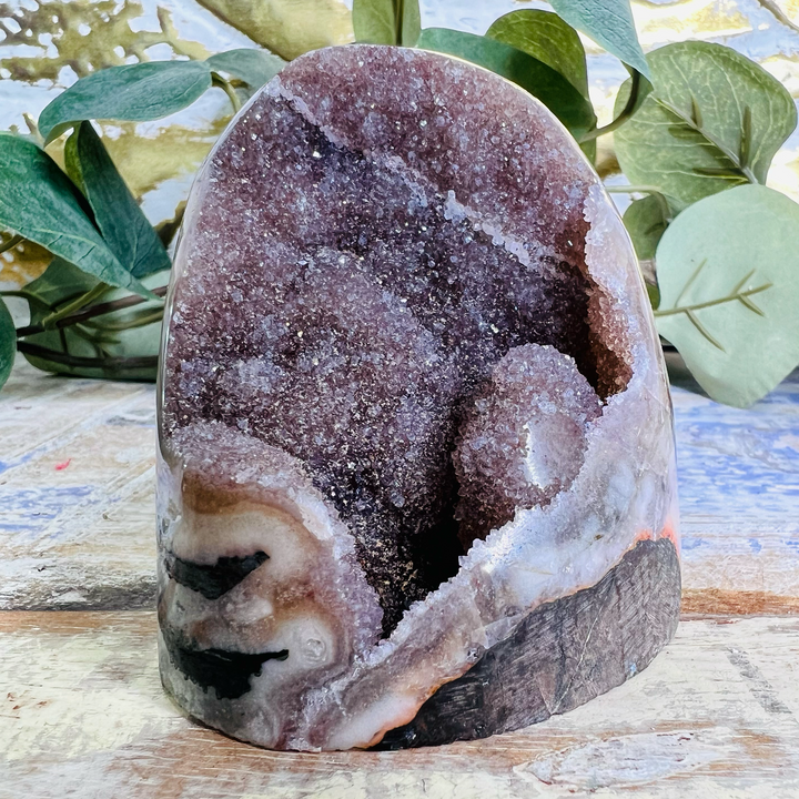 Red Galaxy Amethyst Cutbase-The Gaia Healing Stone