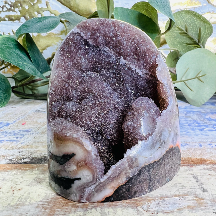 Red Galaxy Amethyst Cutbase-The Gaia Healing Stone