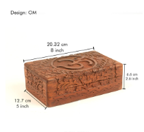 Wooden Carved Storage Box OM-The Gaia Healing Stone