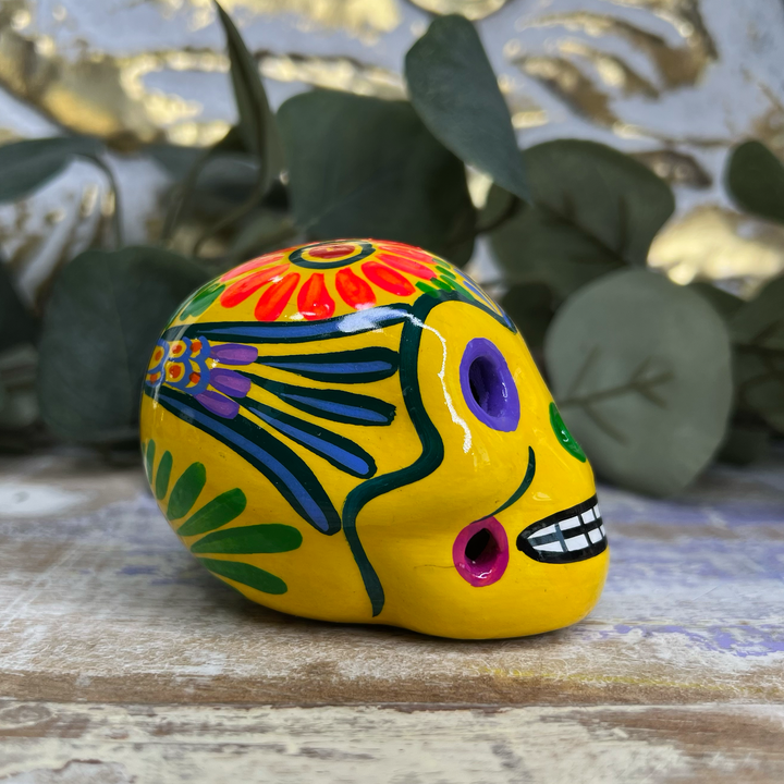 Yellow Floral Sugar Skull-The Gaia Healing Stone