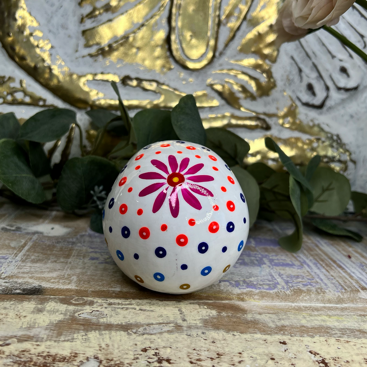 White & Pink Floral Sugar Skull-The Gaia Healing Stone