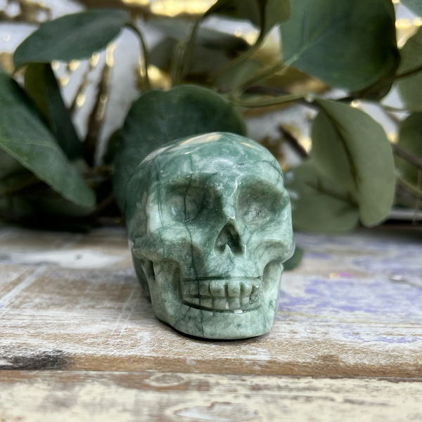 Green Jasper Skull 5 in