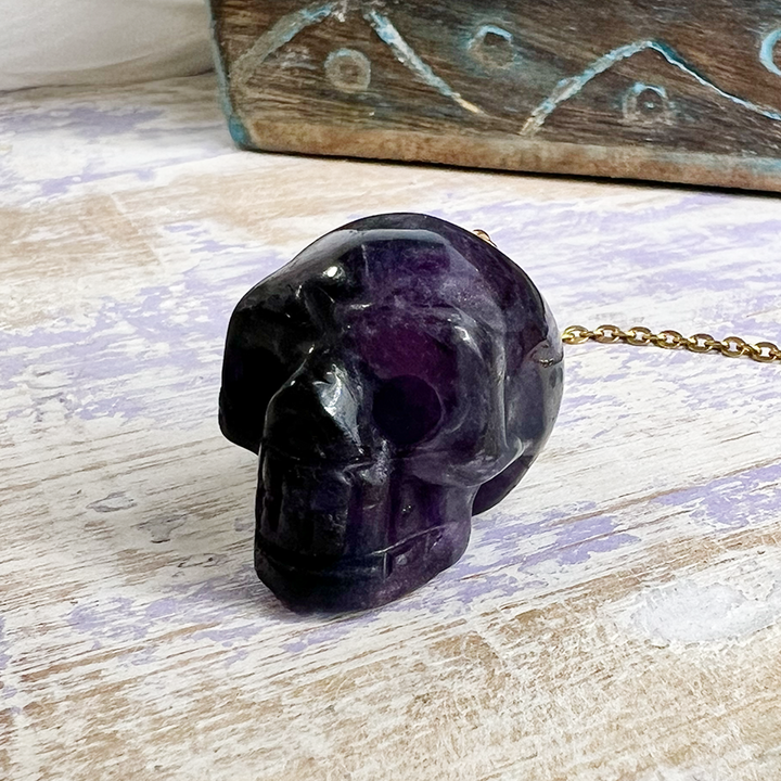 Skull Pendulum Amethyst-The Gaia Healing Stone