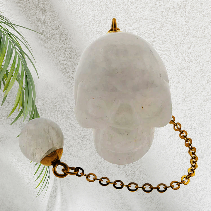 Skull Pendulum Selenite-The Gaia Healing Stone