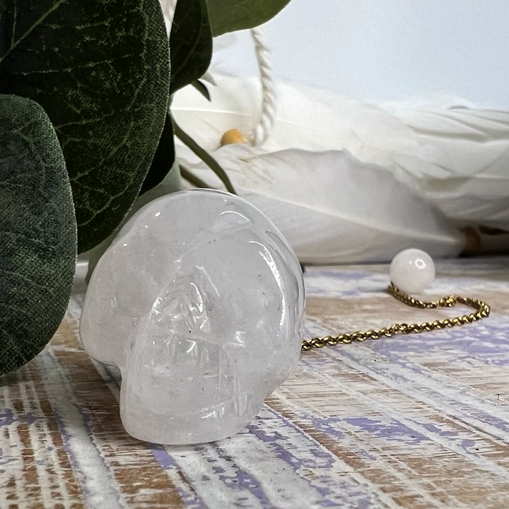 Skull Pendulum Selenite-The Gaia Healing Stone