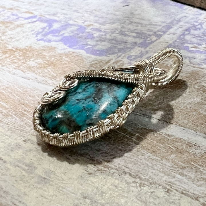 Turquoise Wire Wrapped Pendant Necklace-The Gaia Healing Stone