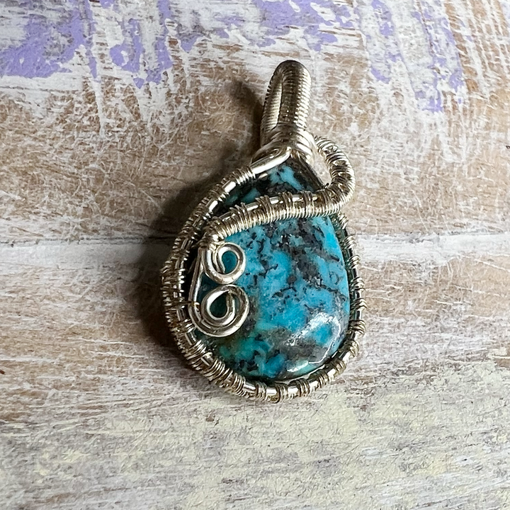 Turquoise Wire Wrapped Pendant Necklace-The Gaia Healing Stone