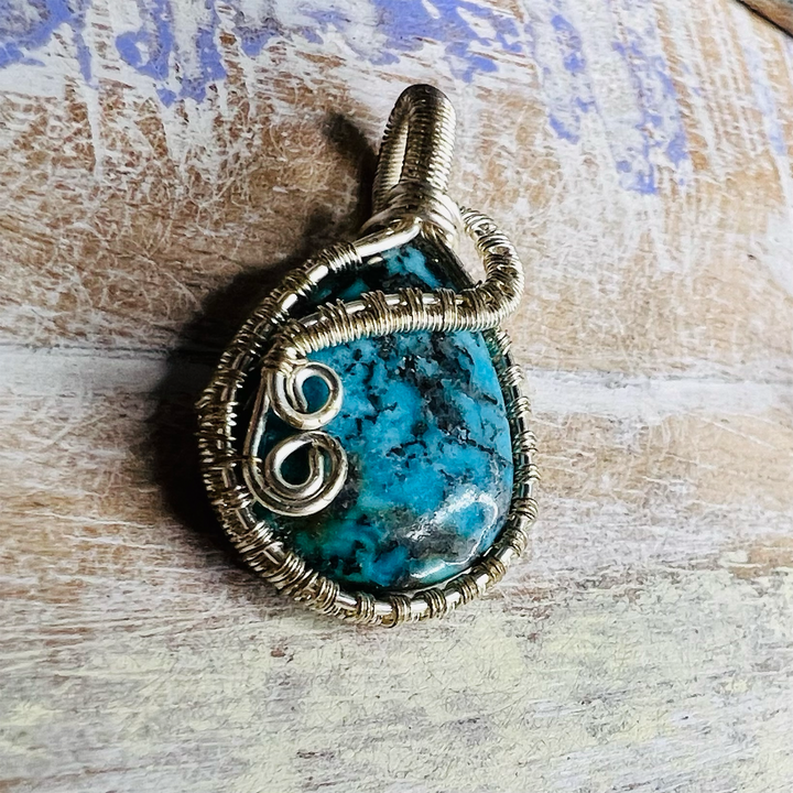 Turquoise Wire Wrapped Pendant Necklace-The Gaia Healing Stone