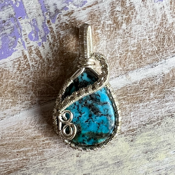 Turquoise Wire Wrapped Pendant Necklace-The Gaia Healing Stone