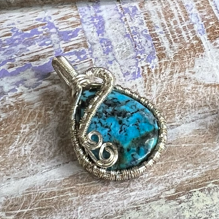 Turquoise Wire Wrapped Pendant Necklace-The Gaia Healing Stone