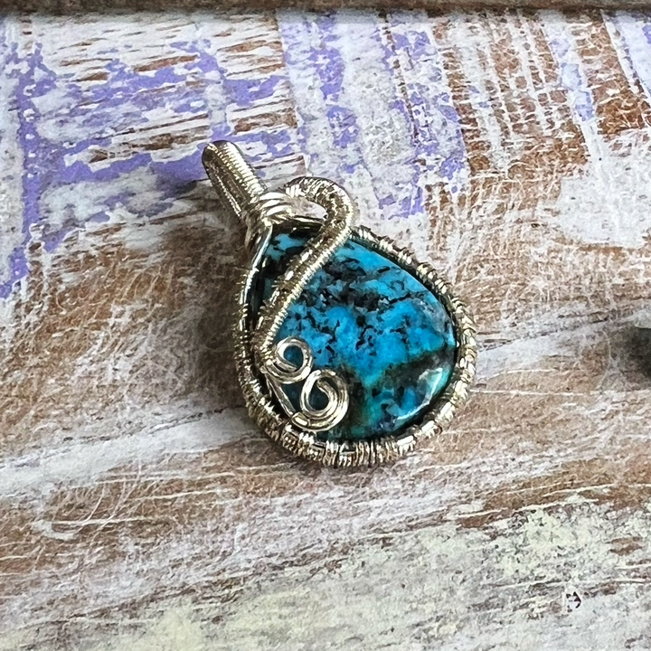 Turquoise Wire Wrapped Pendant Necklace-The Gaia Healing Stone