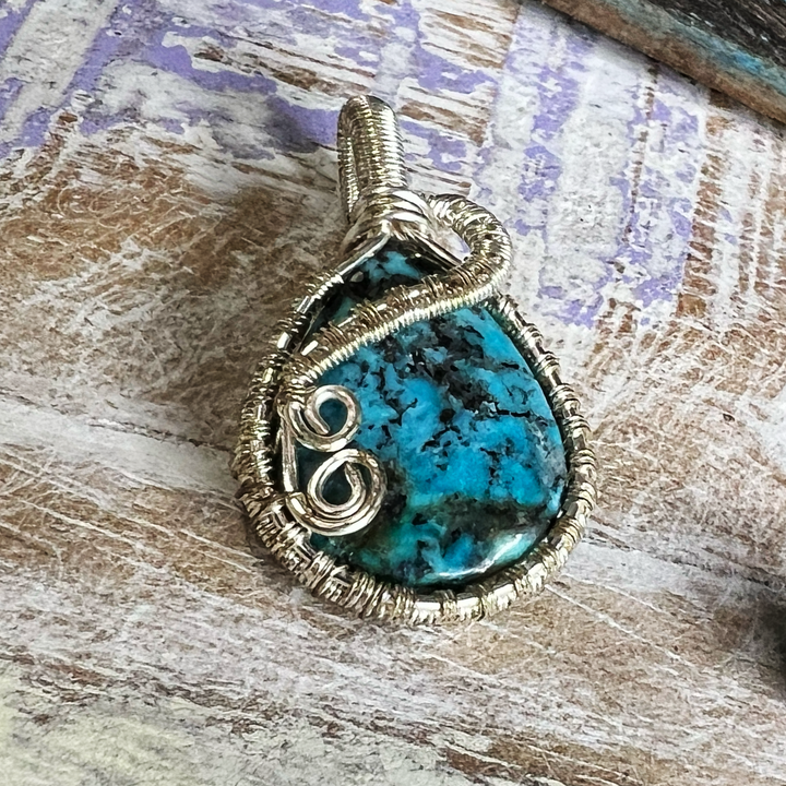 Turquoise Wire Wrapped Pendant Necklace-The Gaia Healing Stone