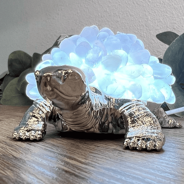 Blue Calcite Crystal Turtle Lamp