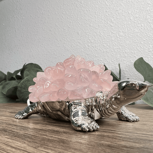 Rose Quartz Crystal Turtle Lamp