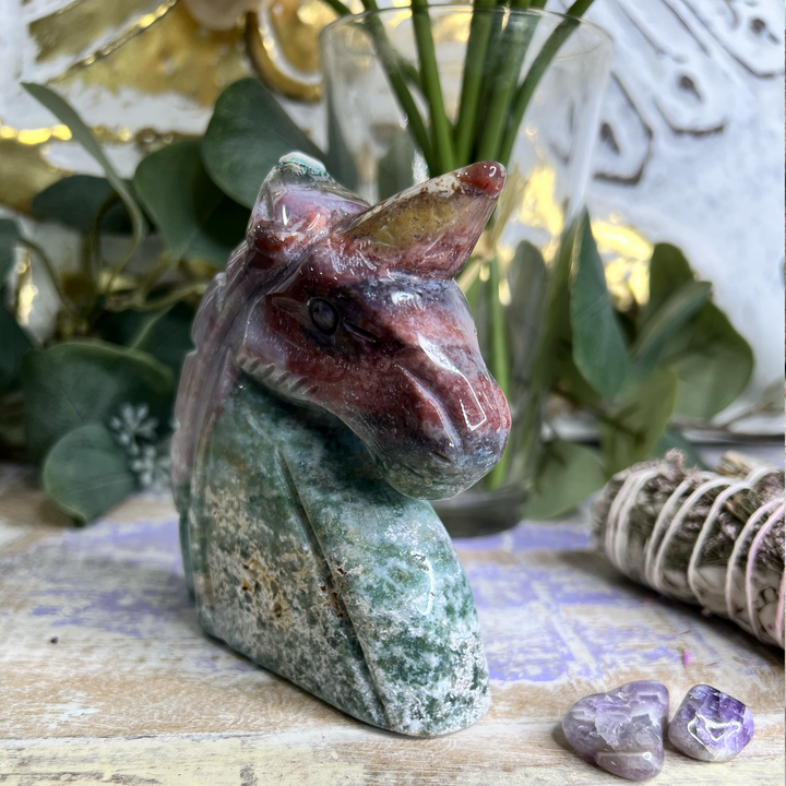 Ocean Jasper Unicorn Sculpture-The Gaia Healing Stone