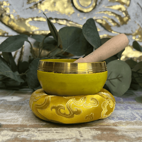 Tibetan Singing Bowl Cushion Yellow