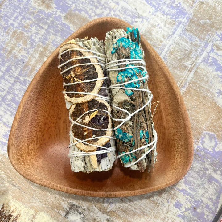 White Sage Ritual Smudge Sticks with a Variety of Floral or Fruit-The Gaia Healing Stone