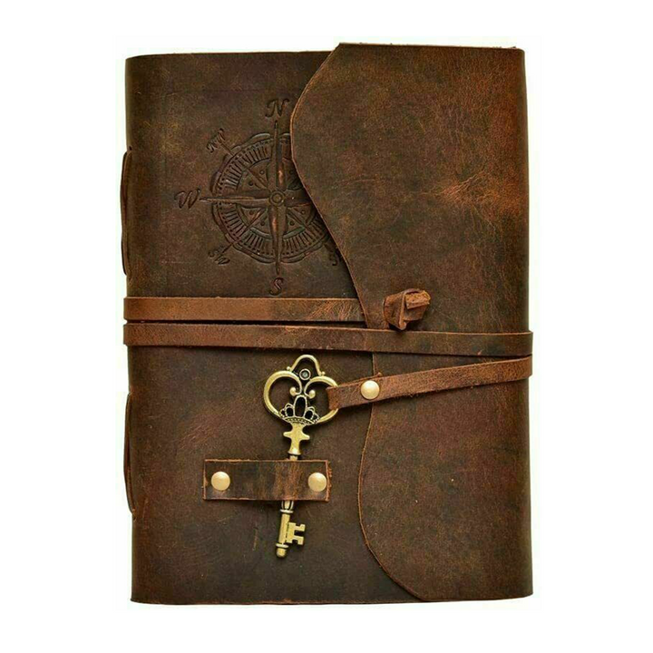 Compass Leather Journal with Parchment Paper 7in-The Gaia Healing Stone